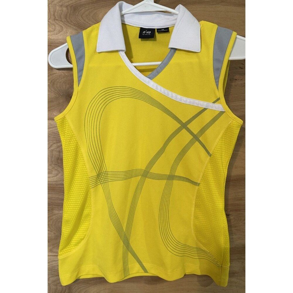 Nivo Lanctot Womens Size Xs Sleeveless Golf Polo Shirt Top Yellow White Collared